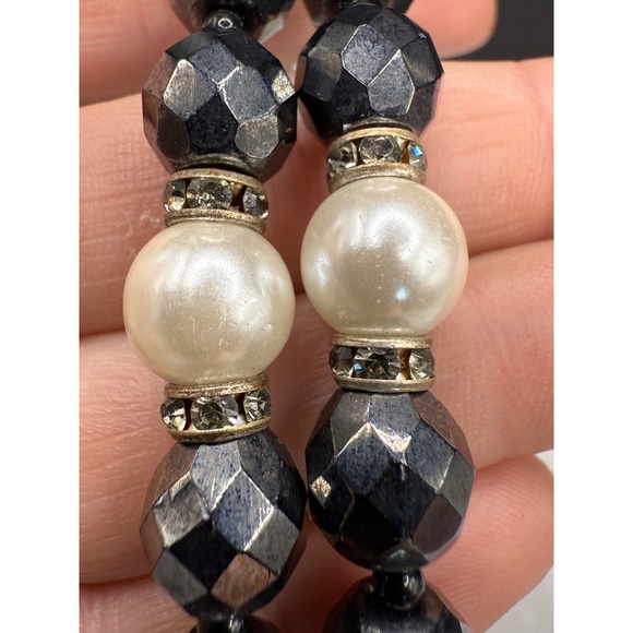 Vintage Glass Beaded Necklace‎ Bracelet Black Tree Of Life Long - Picture 10 of 14